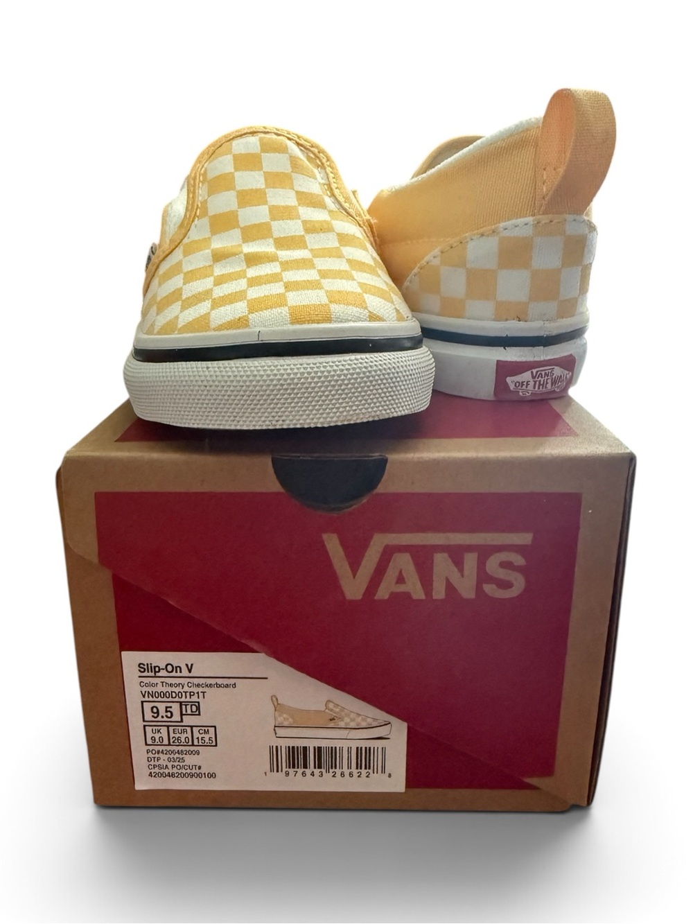 NEW WITH BOX Vans Kids Yellow Checkerboard Slip-On Shoes